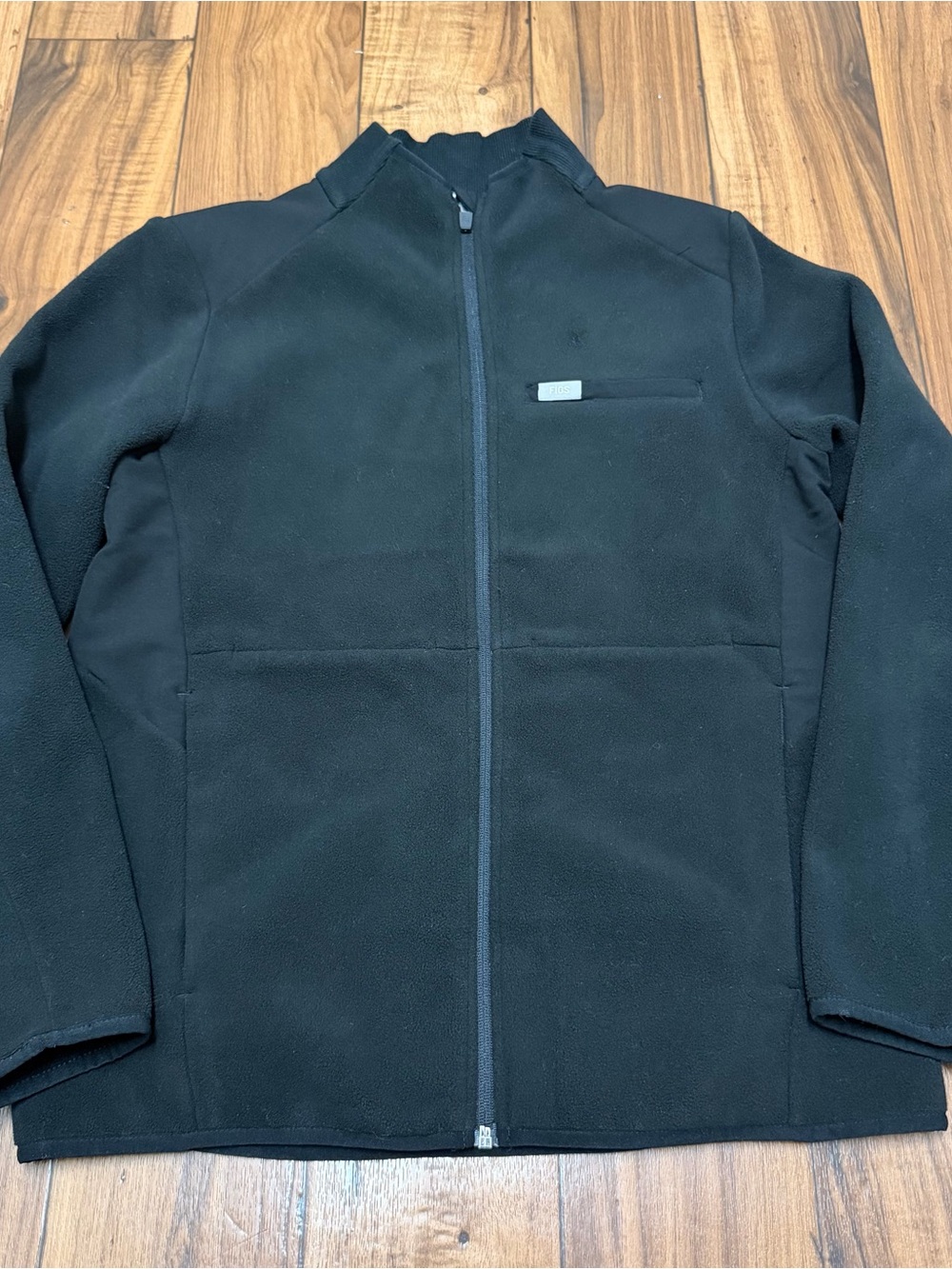 FIGS On Shift Fleece Women's Medium Black Full Zip Jacket Pockets